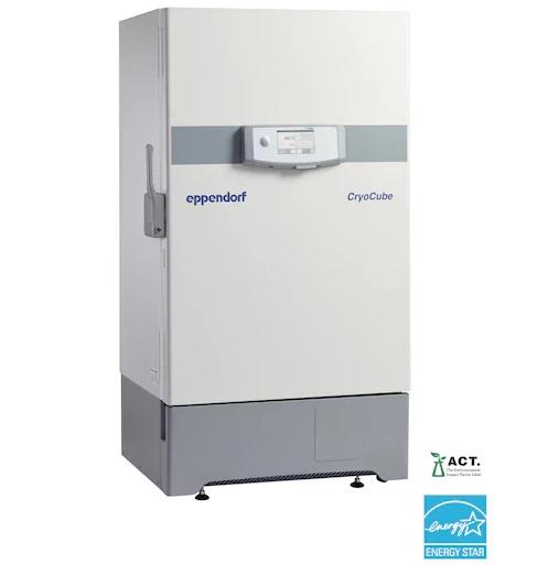 CryoCube® F740h, 740 L, ULT freezer, with LED interface, green cooling liquids, and air-cooling, handle right side, 5 shelves
